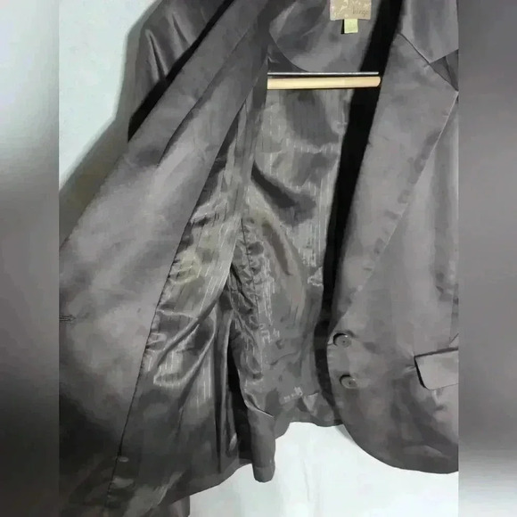 Ladies Hinge Silk Blend Jacket w Ruffles in back Gray/purple sz S - Picture 4 of 7